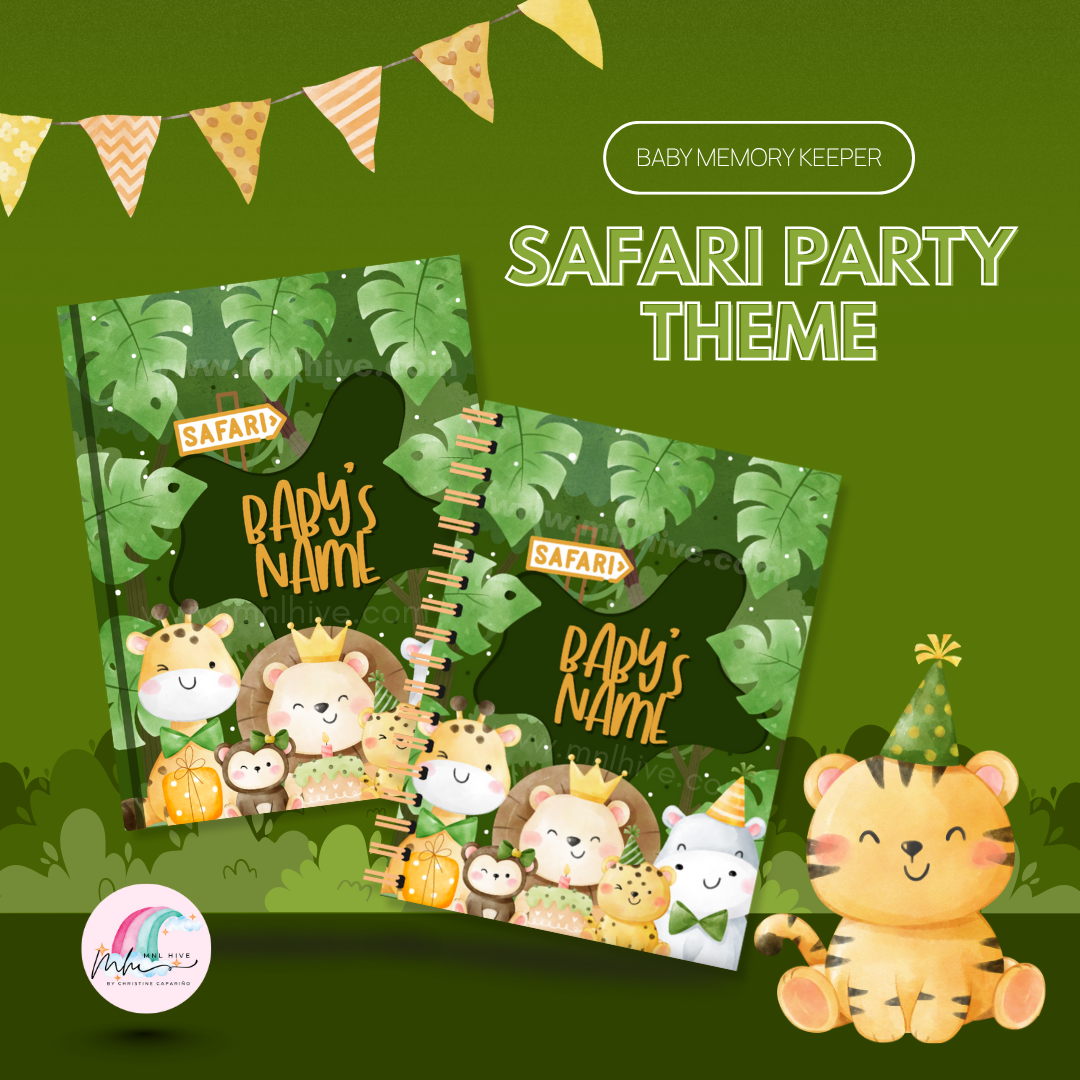 Personalized baby memory keeper safari theme journal gift for new parents