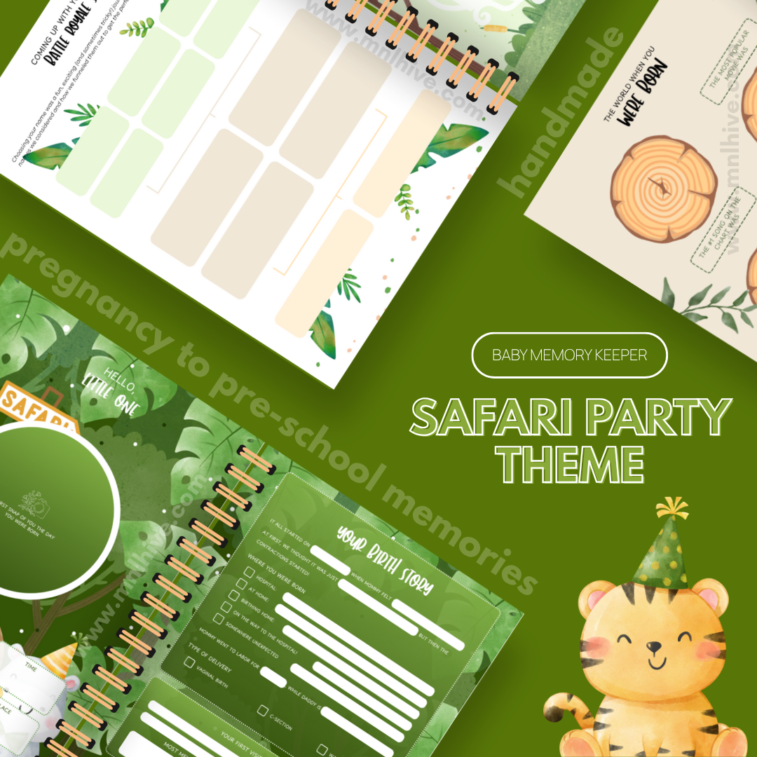 Personalized baby memory keeper safari theme journal gift for new parents