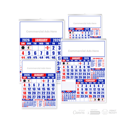 2026 Commercial Calendar – Canva Template (Editable + Printable A4/A3)