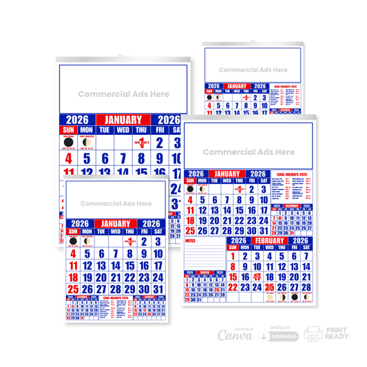 2026 Commercial Calendar – Canva Template (Editable + Printable A4/A3)