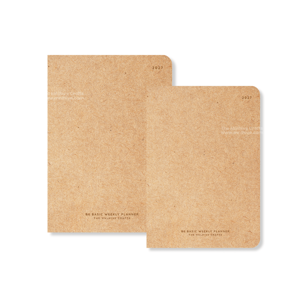 2027 B6 Basic Weekly Grid Planner with minimalist kraft cover