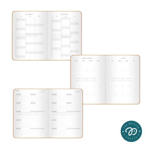 Quarterly overview and monthly planning spreads of the 2027 planner