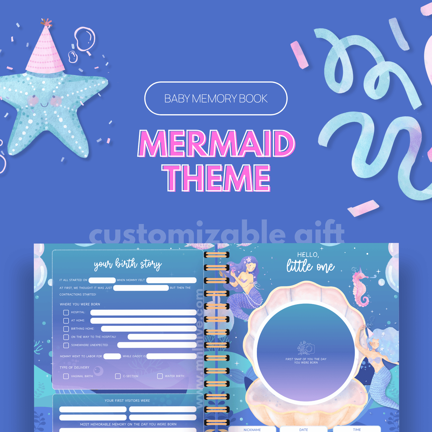 Baby Memory Book – Mermaid Theme