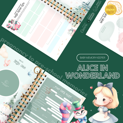 The Baby Memory Keeper: Alice in Wonderland Theme Kit (Editable Printable Template)