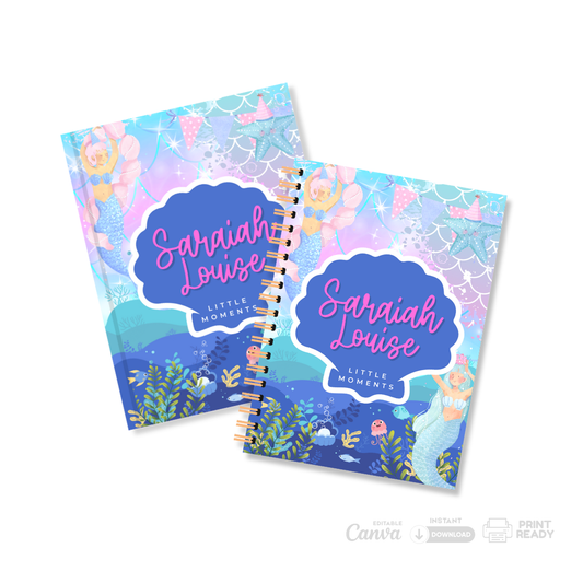 Baby Memory Keeper – Mermaid Theme Kit (Canva Editable Templates + Commercial License)