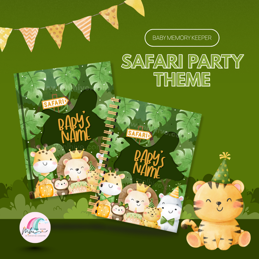 Personalized baby memory keeper safari theme journal gift for new parents
