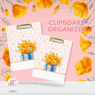 Customizable Productivity Clipboard Organizer - Blush & Gold