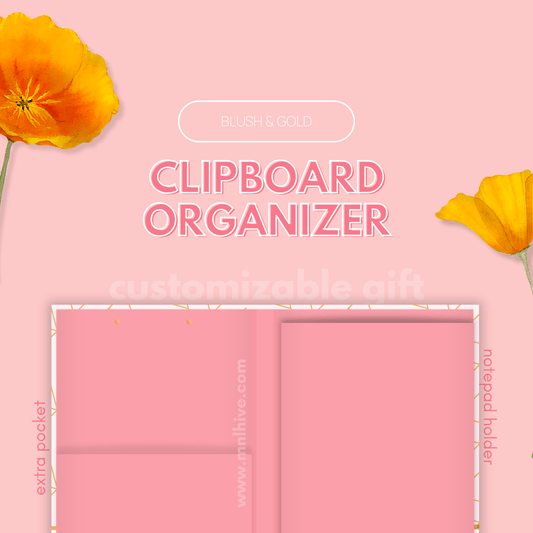 Customizable Productivity Clipboard Organizer - Blush & Gold