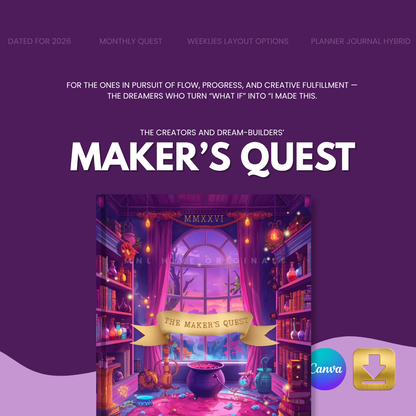 The Maker’s Quest – Creative Planner-Journal Hybrid | Editable Canva Template