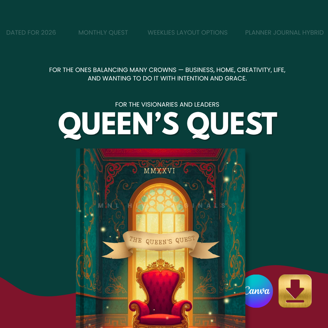 The Queen’s Quest - Planner-Journal Hybrid | Editable Canva Template