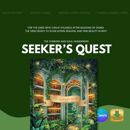 The Seeker’s Quest – Reflective Planner-Journal Hybrid | Editable Canva Template