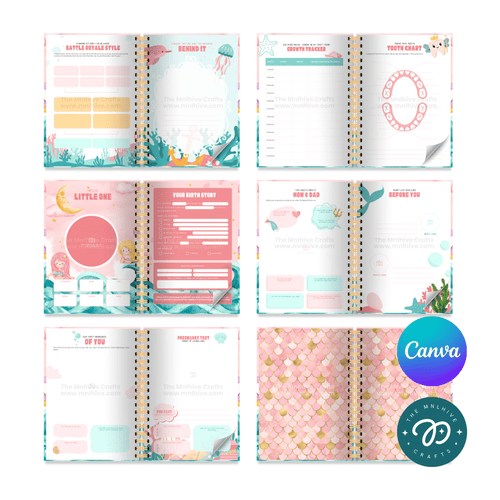 Baby Memory Keeper in Bubblegum Mermaid Theme Canva Template