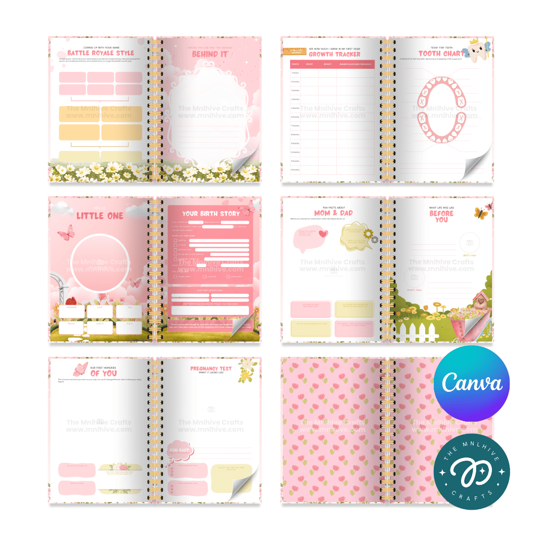 Baby Memory Keeper in Butterfly Garden Theme Canva Template