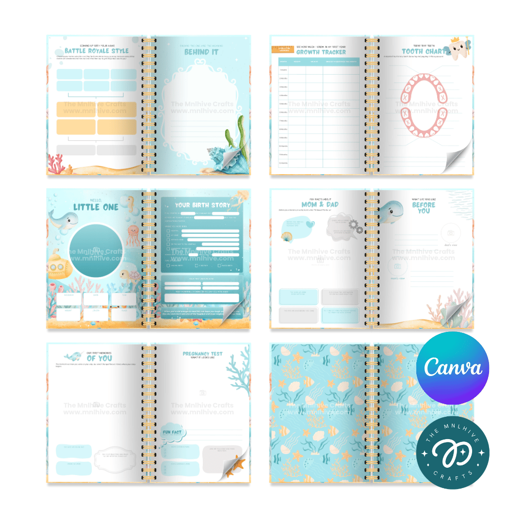 Baby Memory Keeper in Under The Sea Theme Canva Template